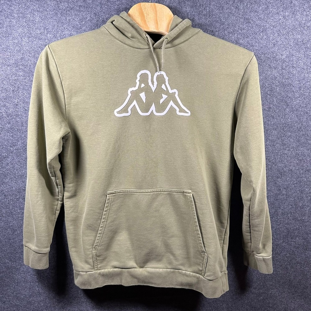 Vintage Kappa Hoodie Men's Khaki Green Pullover Sweatshirt‎ Logo XXL 2XL